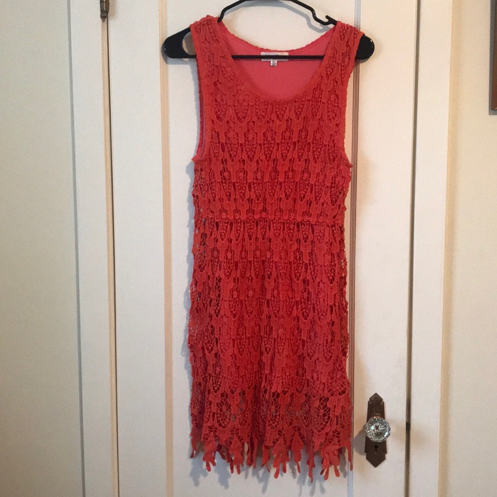 Oxford Circus Crocheted Coral Dress